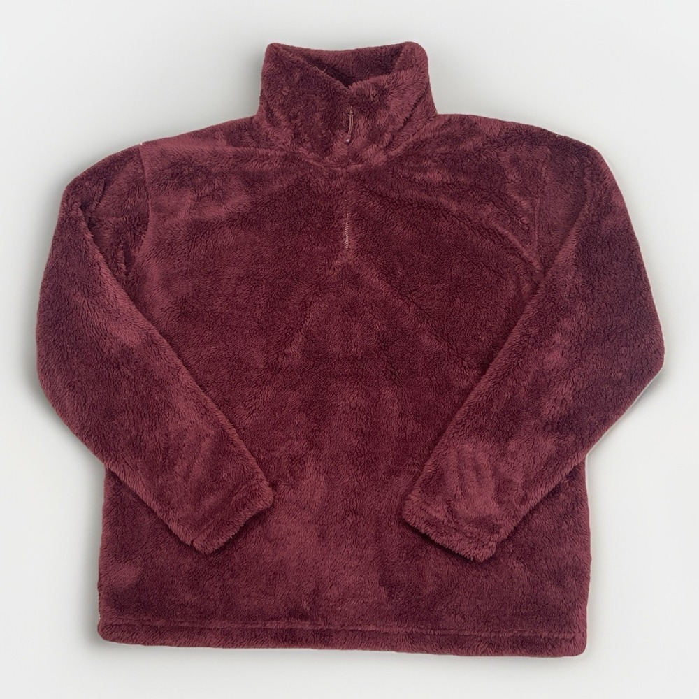 Eddie Bauer Womens XL Quest Plush 2.0 Fleece 1/4 Zip Jacket Dark Berry 2250